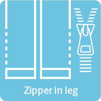 Zipper in leg